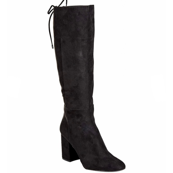 Kenneth Cole Women's Corie Lace-up Knee High Boot Block Heel Black Suede Boots 9 - Picture 7 of 10